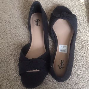 Black Open Toe Flats
